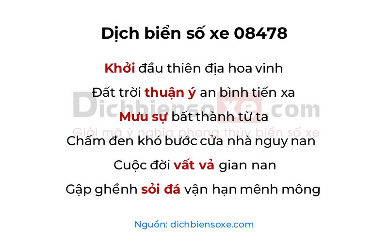 Dịch thơ biển số 08478