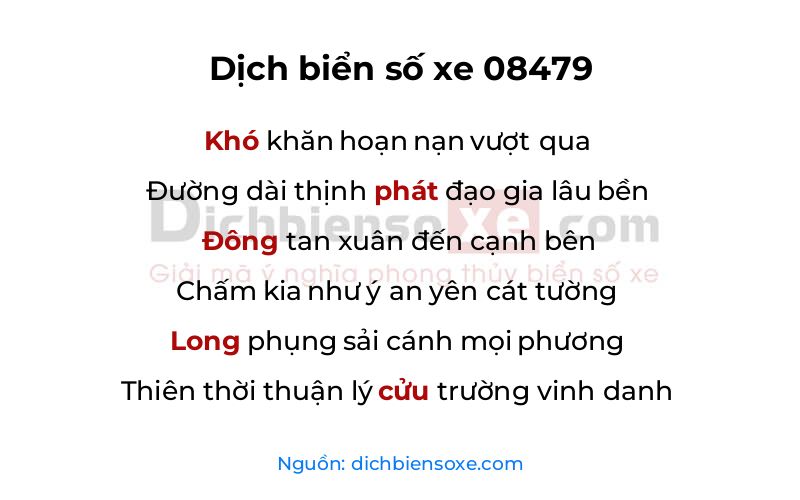 Dịch thơ biển số 08479
