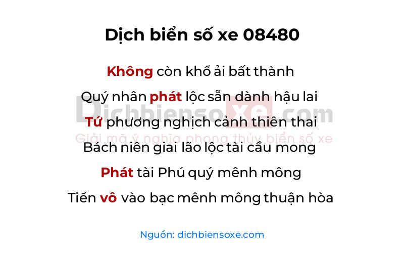 Dịch thơ biển số 08480