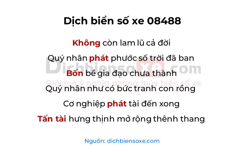 Dịch thơ biển số 08488