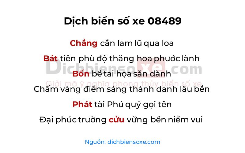 Dịch thơ biển số 08489