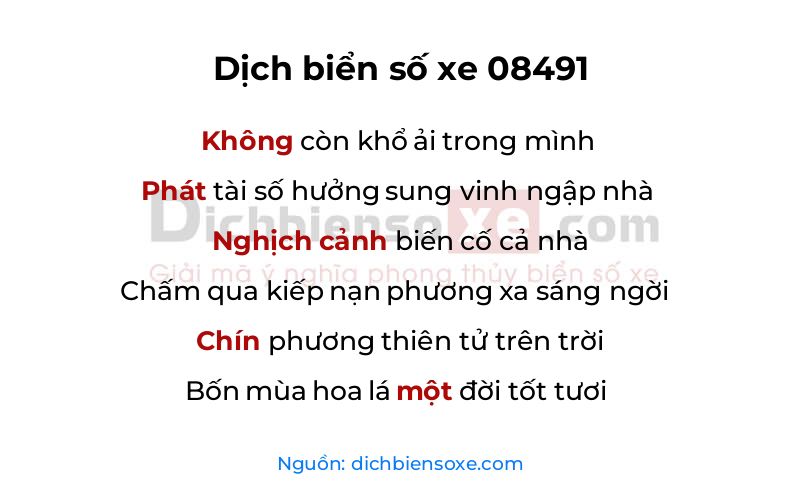 Dịch thơ biển số 08491