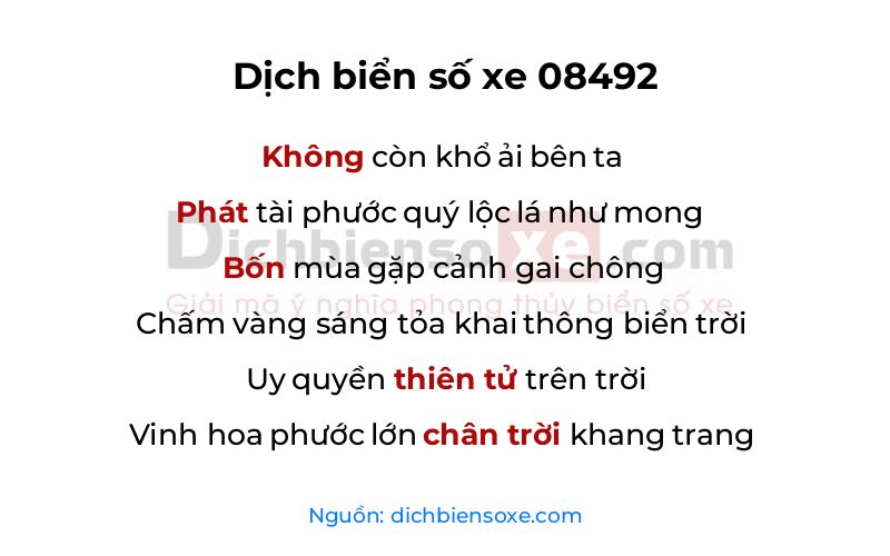 Dịch thơ biển số 08492