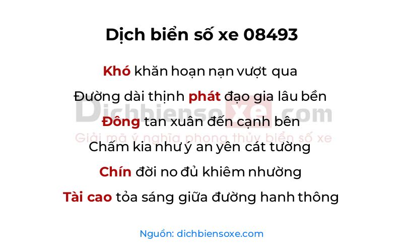 Dịch thơ biển số 08493