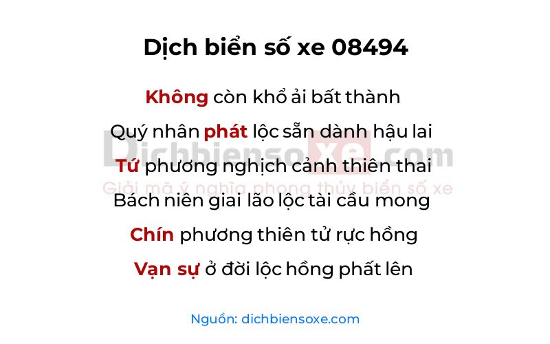 Dịch thơ biển số 08494