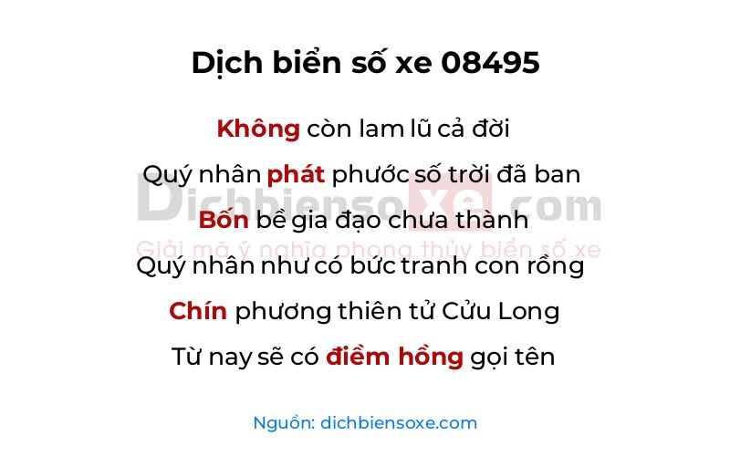 Dịch thơ biển số 08495