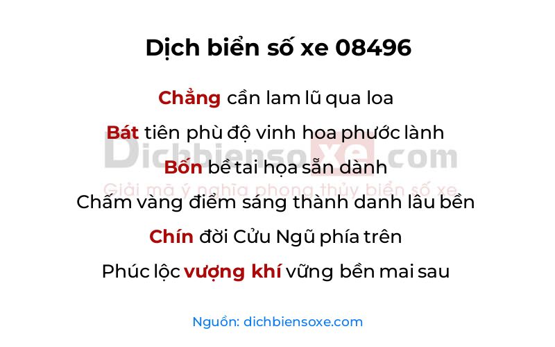Dịch thơ biển số 08496