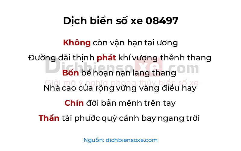 Dịch thơ biển số 08497