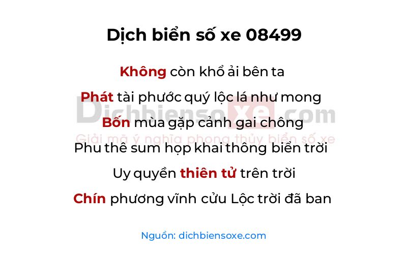 Dịch thơ biển số 08499