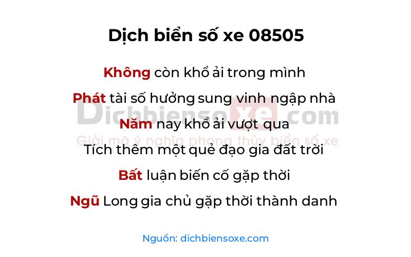 Dịch thơ biển số 08505