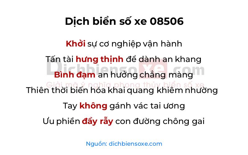 Dịch thơ biển số 08506