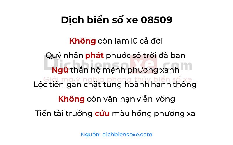 Dịch thơ biển số 08509