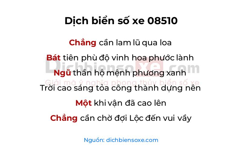 Dịch thơ biển số 08510