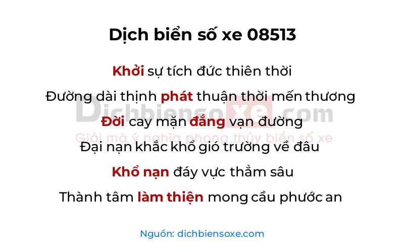 Dịch thơ biển số 08513