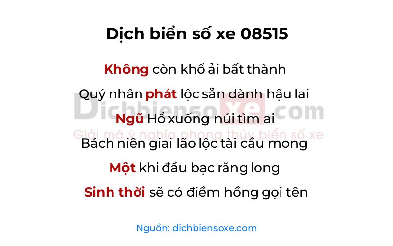 Dịch thơ biển số 08515