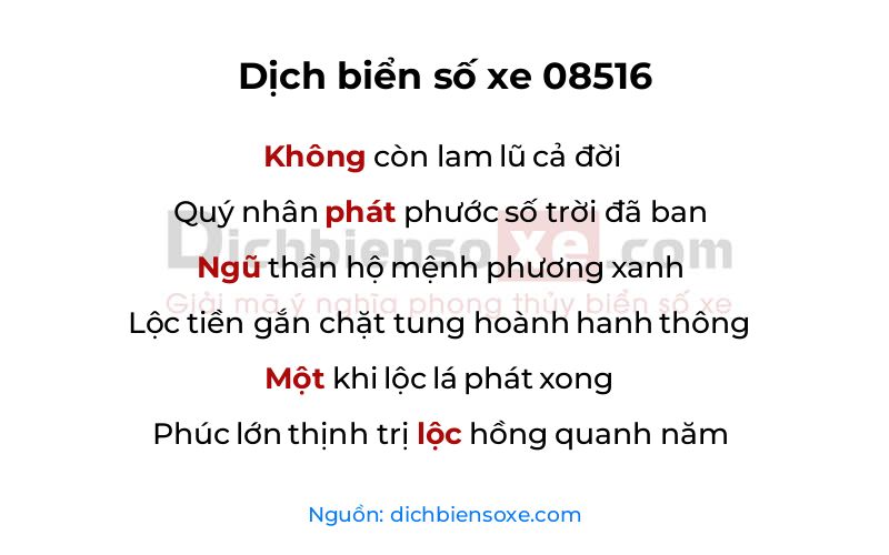 Dịch thơ biển số 08516