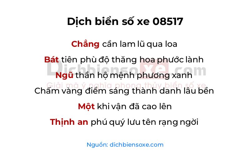 Dịch thơ biển số 08517