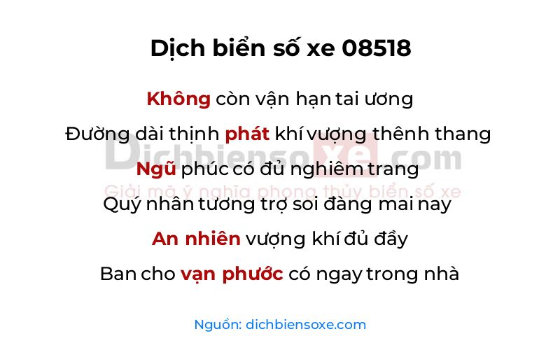 Dịch thơ biển số 08518
