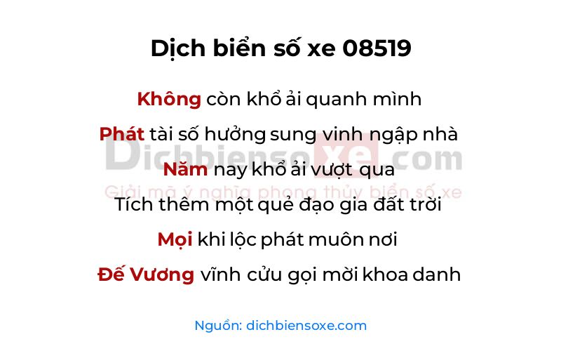 Dịch thơ biển số 08519