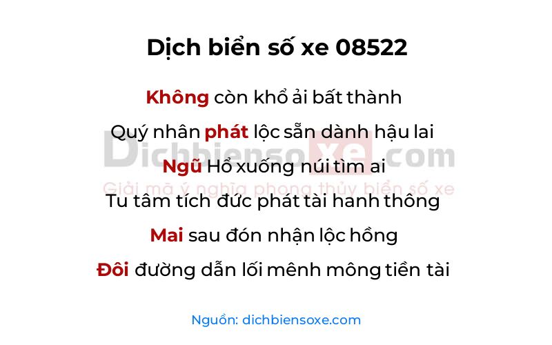 Dịch thơ biển số 08522