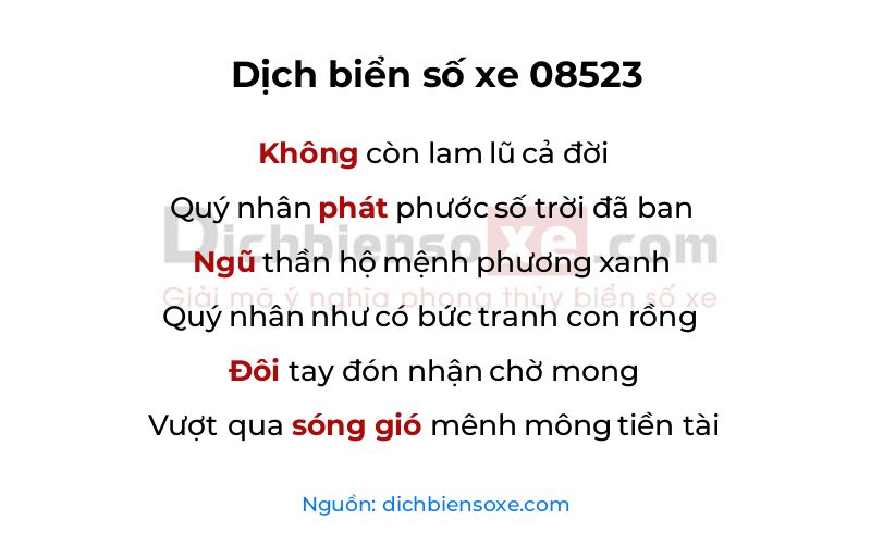 Dịch thơ biển số 08523