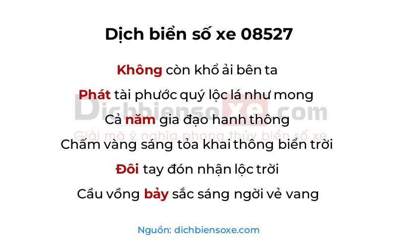 Dịch thơ biển số 08527