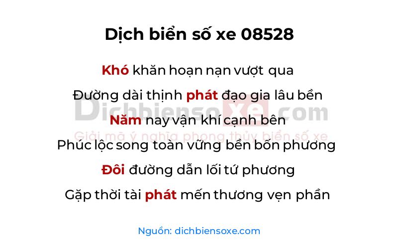 Dịch thơ biển số 08528