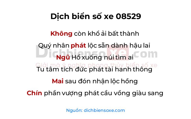 Dịch thơ biển số 08529