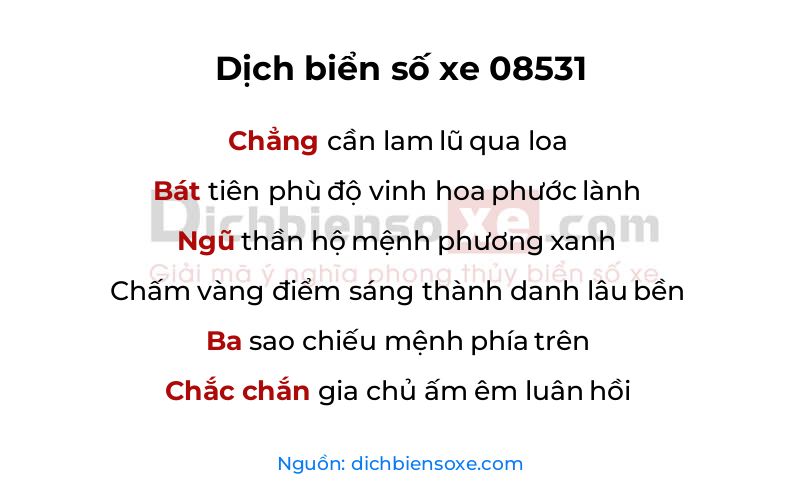 Dịch thơ biển số 08531
