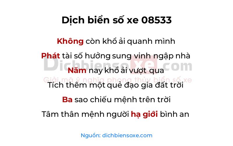 Dịch thơ biển số 08533