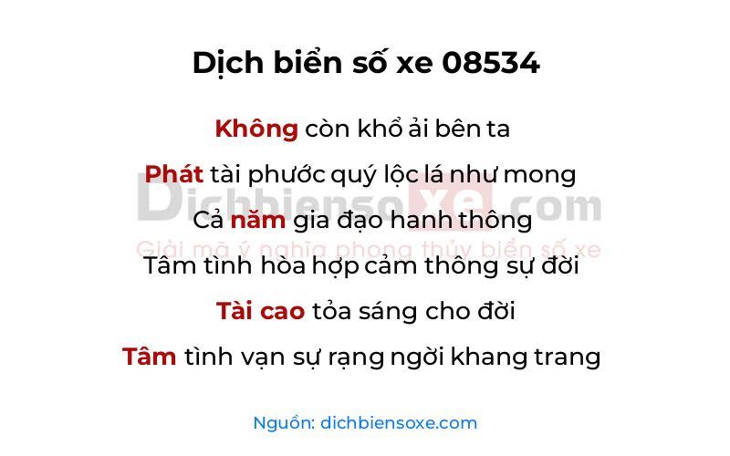Dịch thơ biển số 08534