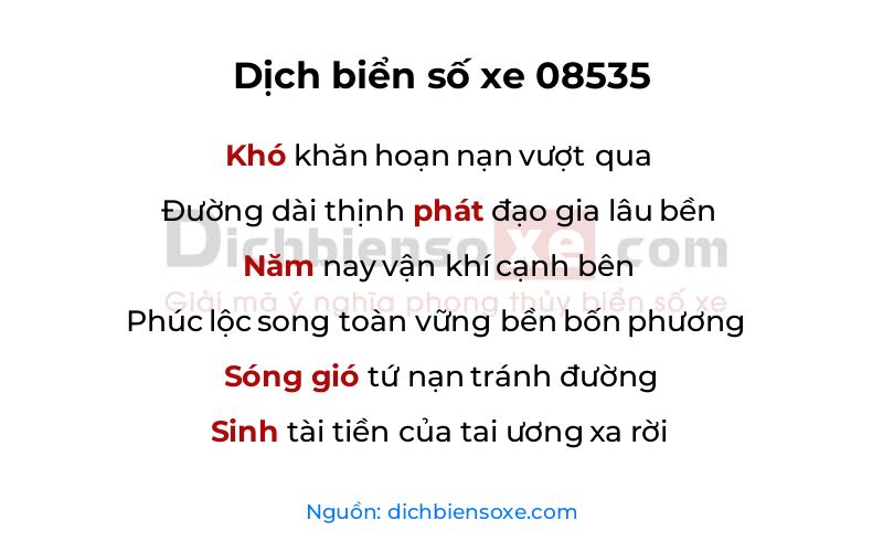 Dịch thơ biển số 08535