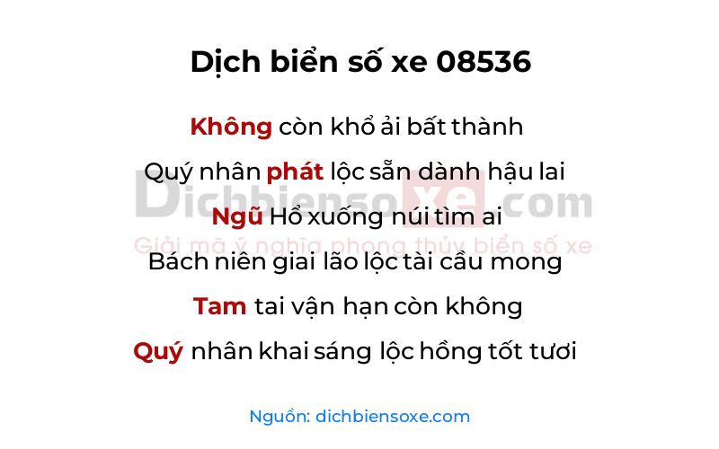Dịch thơ biển số 08536