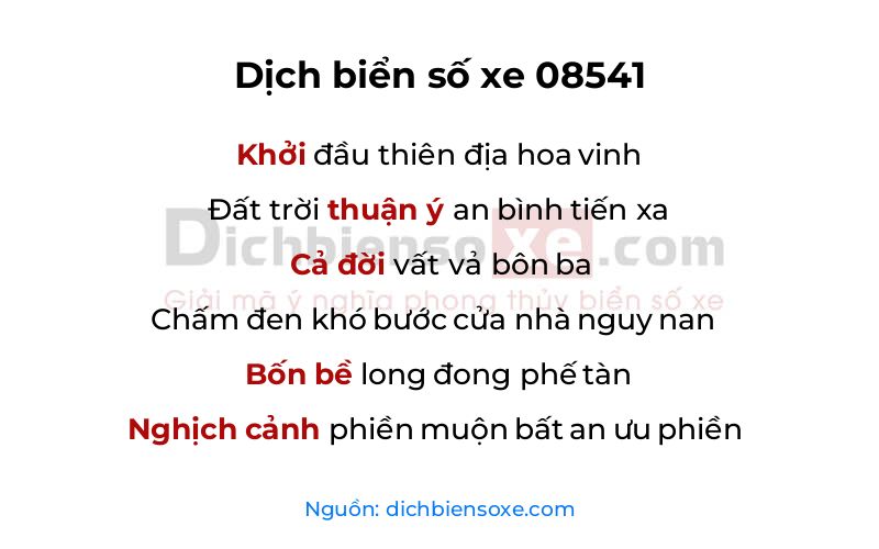 Dịch thơ biển số 08541