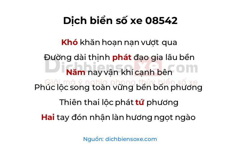 Dịch thơ biển số 08542