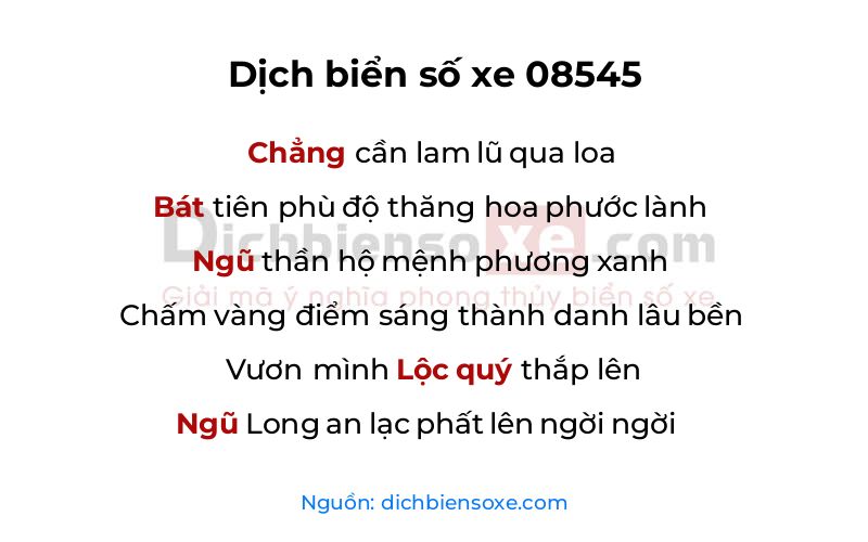 Dịch thơ biển số 08545