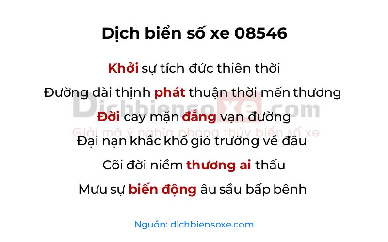 Dịch thơ biển số 08546
