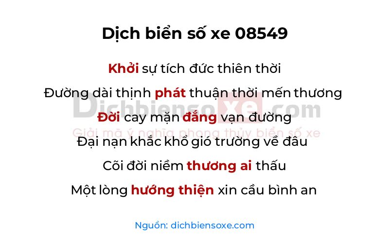 Dịch thơ biển số 08549