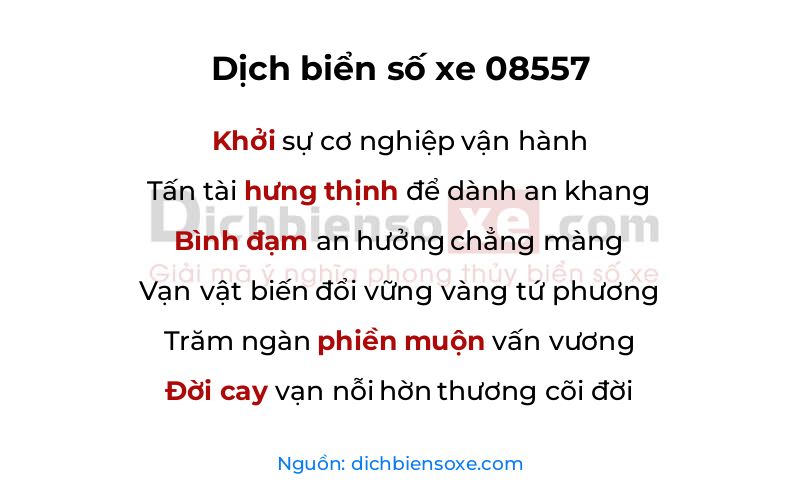 Dịch thơ biển số 08557