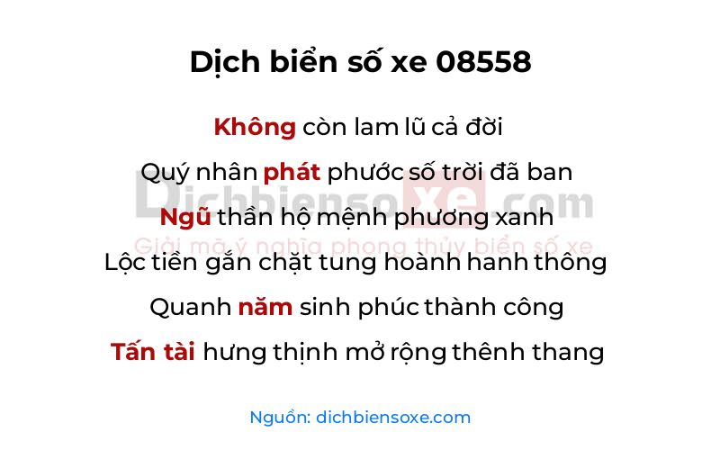 Dịch thơ biển số 08558