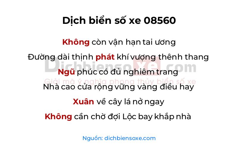 Dịch thơ biển số 08560