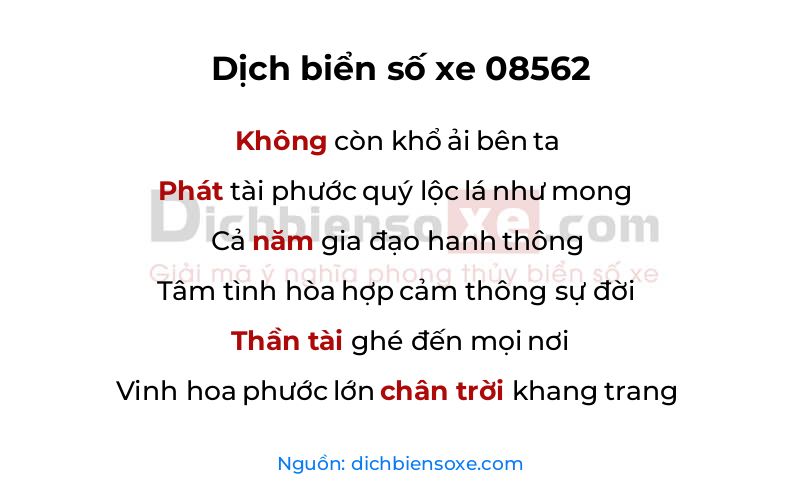 Dịch thơ biển số 08562