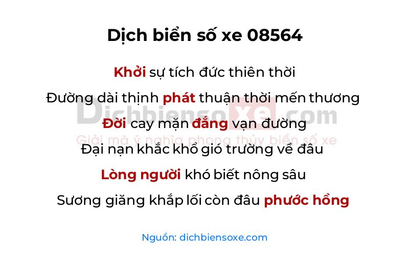 Dịch thơ biển số 08564