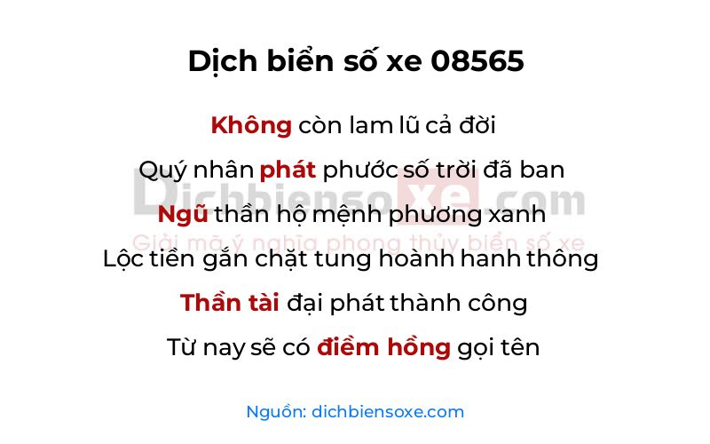 Dịch thơ biển số 08565