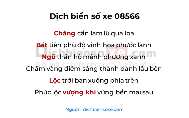 Dịch thơ biển số 08566