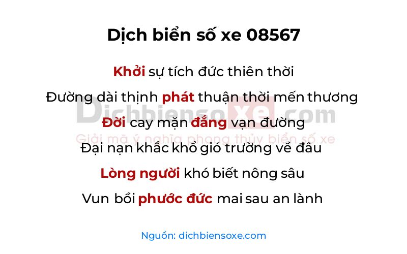 Dịch thơ biển số 08567