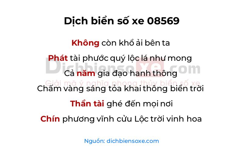 Dịch thơ biển số 08569