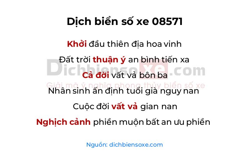 Dịch thơ biển số 08571