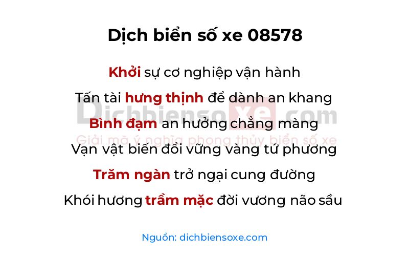 Dịch thơ biển số 08578