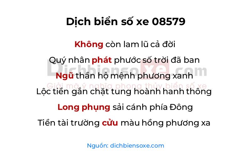 Dịch thơ biển số 08579